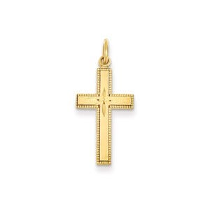 14k Diamond-cut Cross Pendant