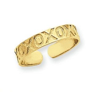 14k Yellow Gold XOXO Toe Ring