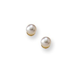 14K Yellow Gold Children's Pearl Earrings