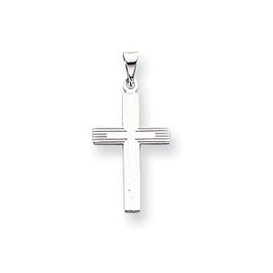 14k White Gold Solid Cross Pendant