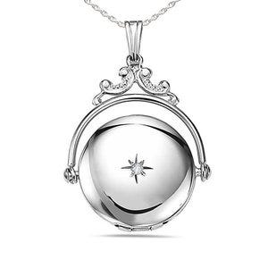 Sterling Silver Round Swivel Photo Locket