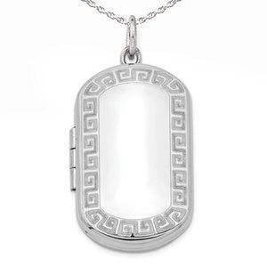 Sterling Silver Greek Key Dog Tag Photo Locket