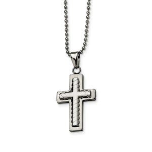 Stainless Steel Cross Pendant 24in Necklace
