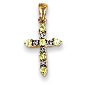 14k Peridot & Diamond Cross Pendant