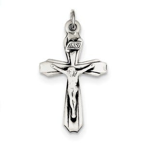 Sterling Silver Antiqued INRI Crucifix Pendant