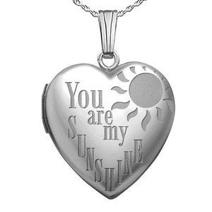Sterling Silver "You Are My Sunshine" Heart Photo Locket