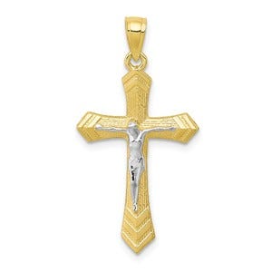 10k & Rhodium Passion Crucifix Pendant