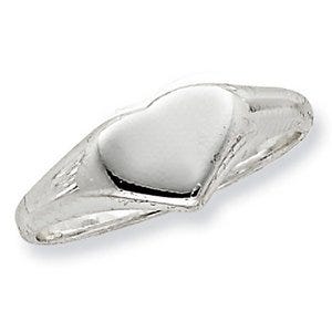 Sterling Silver Women's Heart Signet Ring