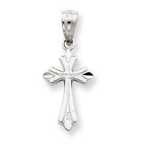 14k White Gold Hand Engraved Children's Cross Pendant