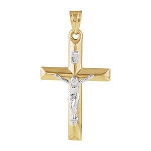 Unisex Solid 14k Yellow Gold Crucifix Necklace