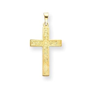 14k Floral Cross Pendant