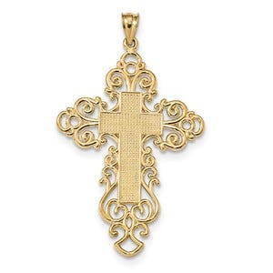 14k Polished Fancy Cross Pendant