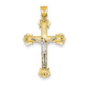 14K Two-tone Diamond-cut Crucifix Pendant