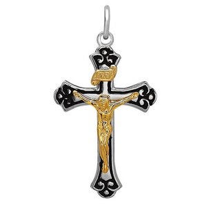 Sterling Silver Two Tone Crucifix Pendant