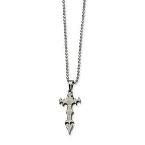 Stainless Steel Cross Dagger Pendant 22in Necklace