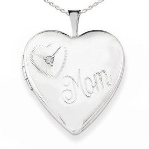 Sterling Silver Mom Heart Photo Locket
