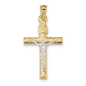 14k Two-Tone Crucifix Pendant