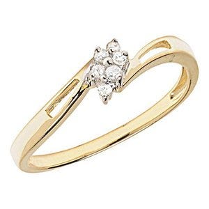 14K  Gold Diamond Cluster Promise Ring