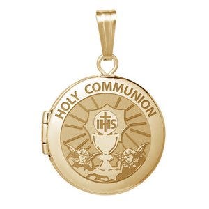 14k Yellow Gold Round "Holy Communion"  Locket