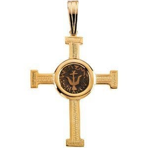 14K Yellow Gold CROSS PENDANT W/DESIGN