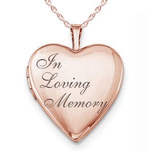 Rose Gold Plated "In Loving Memory" Heart Photo Locket