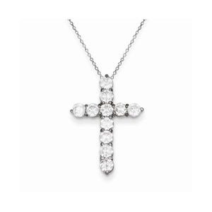 Sterling Silver Rhodium Plated CZ Cross Pendant