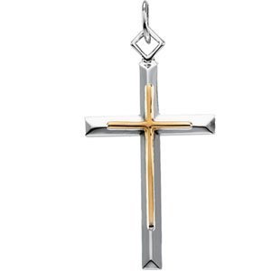Sterling Silver CROSS PENDANT w/ Gold Plating
