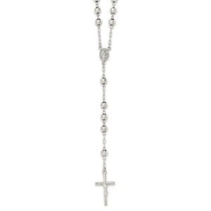 Sterling Silver Polished Rosary Necklace