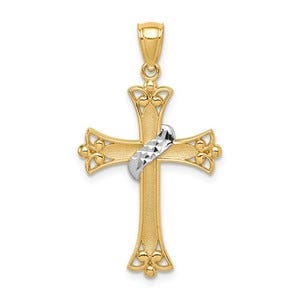 14k w/Rhodium Cross Pendant
