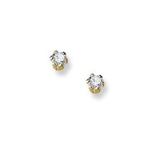14K Yellow Gold Children's Stud Earrings with Cubic Zirconia