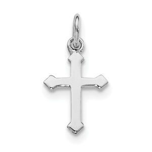 Sterling Silver RH Plated Child\'s Polished Cross Pendant