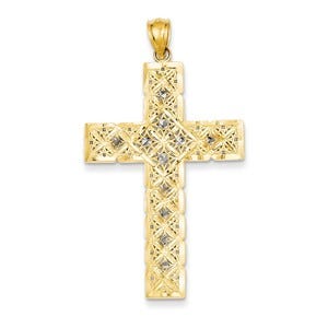 14K w/Rhodium Latin Cross Pendant