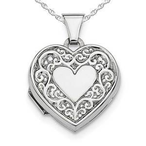 Sterling Silver Floral Heart Photo Locket
