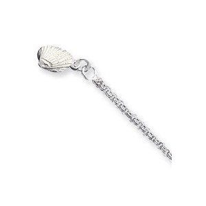 Sterling Silver Solid Polished 3-Dimensional Shell Anklet