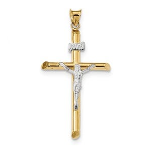 14k Two-Tone Polished Jesus Crucifix Pendant