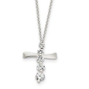 Sterling Silver CZ Cross Journey Necklace