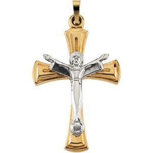 TWO TONE CHRIST IS RISEN CRUCIFIX PENDANT