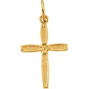 14K YELLOW GOLD CHILD'S CROSS PENDANT W/HEART