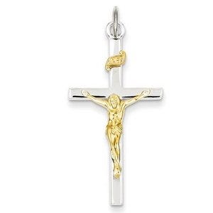 Sterling Silver & 18k Gold -plated Crucifix Pendant