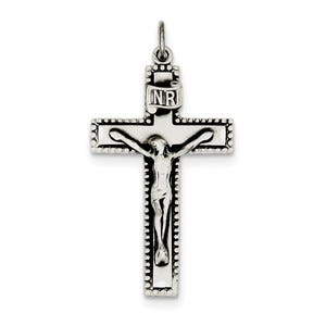 Sterling Silver Antiqued INRI Crucifix Pendant