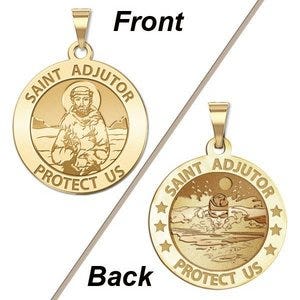 Saint Adjutor Doubles Sided Male Swimmer Round Religious Medal - "EXCLUSIVE"