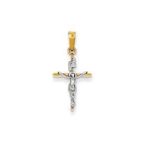 14k Two-tone INRI Crucifix Pendant