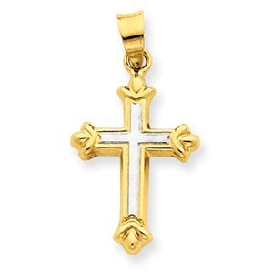 14k Yellow Gold Two Tone Children's Cross Pendant