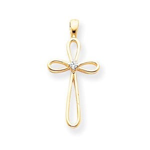 14k AA Diamond Cross Pendant