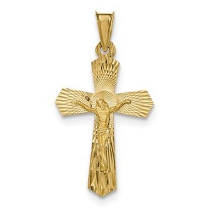 14k Polished Satin and D/C Crucifix Pendant