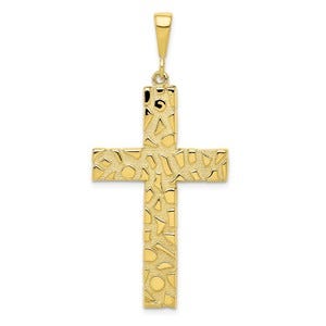 10k Polished Nugget Cross Pendant