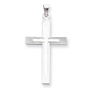 14k White Gold Solid Cross Pendant