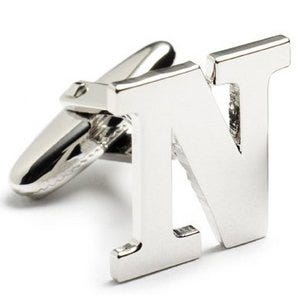 Genuine Sterling Silver Letter "N" Cufflinks