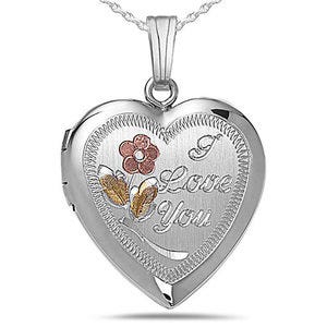 Sterling Silver "I Love You" Heart Photo Locket