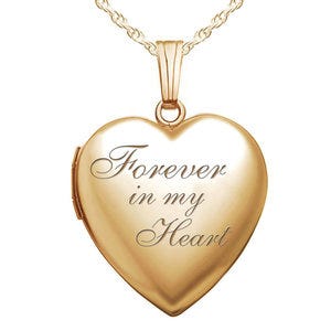 Yellow Gold Forever in My Heart Photo Locket